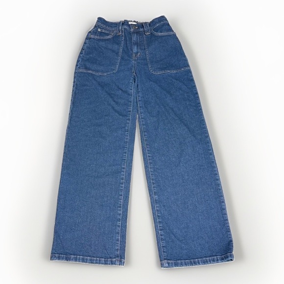 Madewell Denim - Madewell The Perfect Vintage Wide-Leg Jean 26 Blue Denim Patch Pocket High Rise